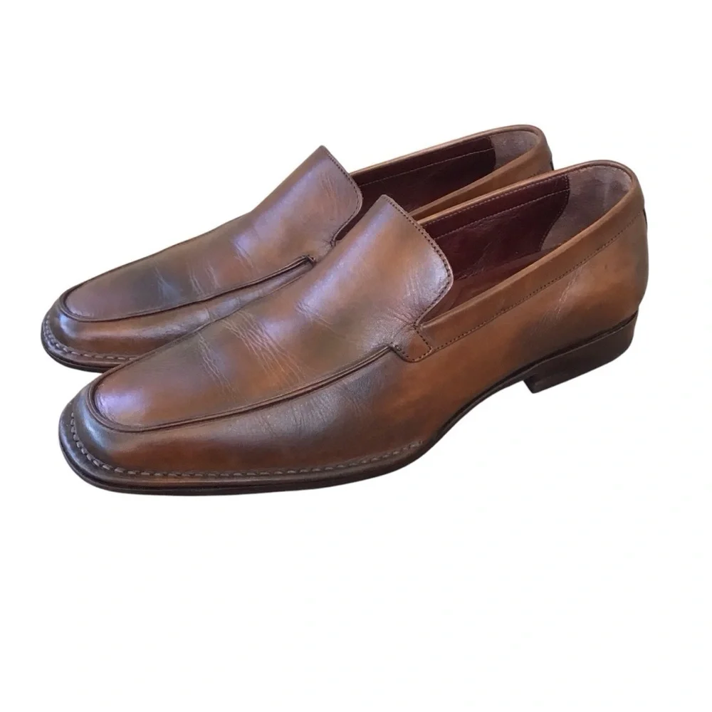 Johnston & Murphy Brown Sheepskin Leather Loafers Made In Brazil
